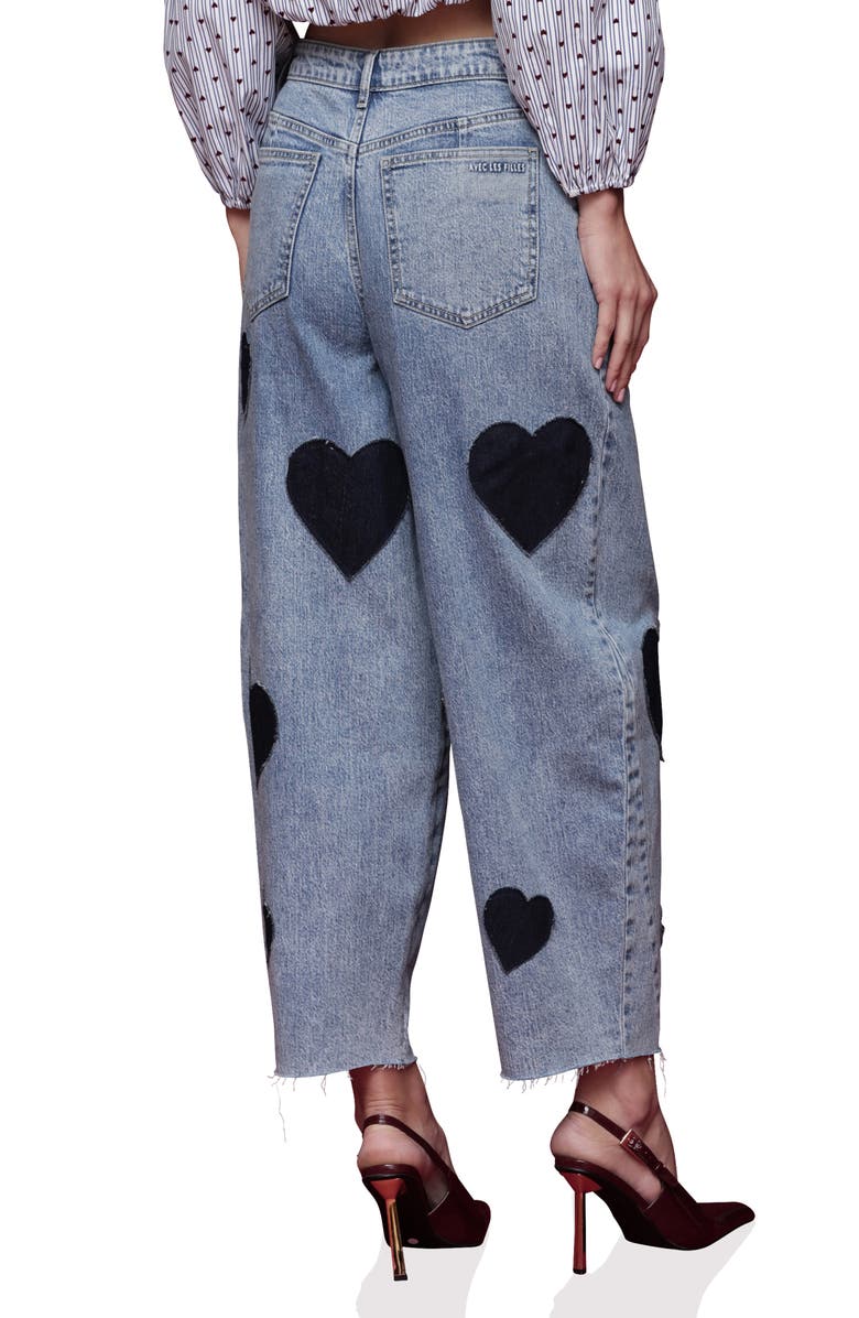 Avec Les Filles Heart High Waist Barrel Jeans, Alternate, color, Maeve Wash