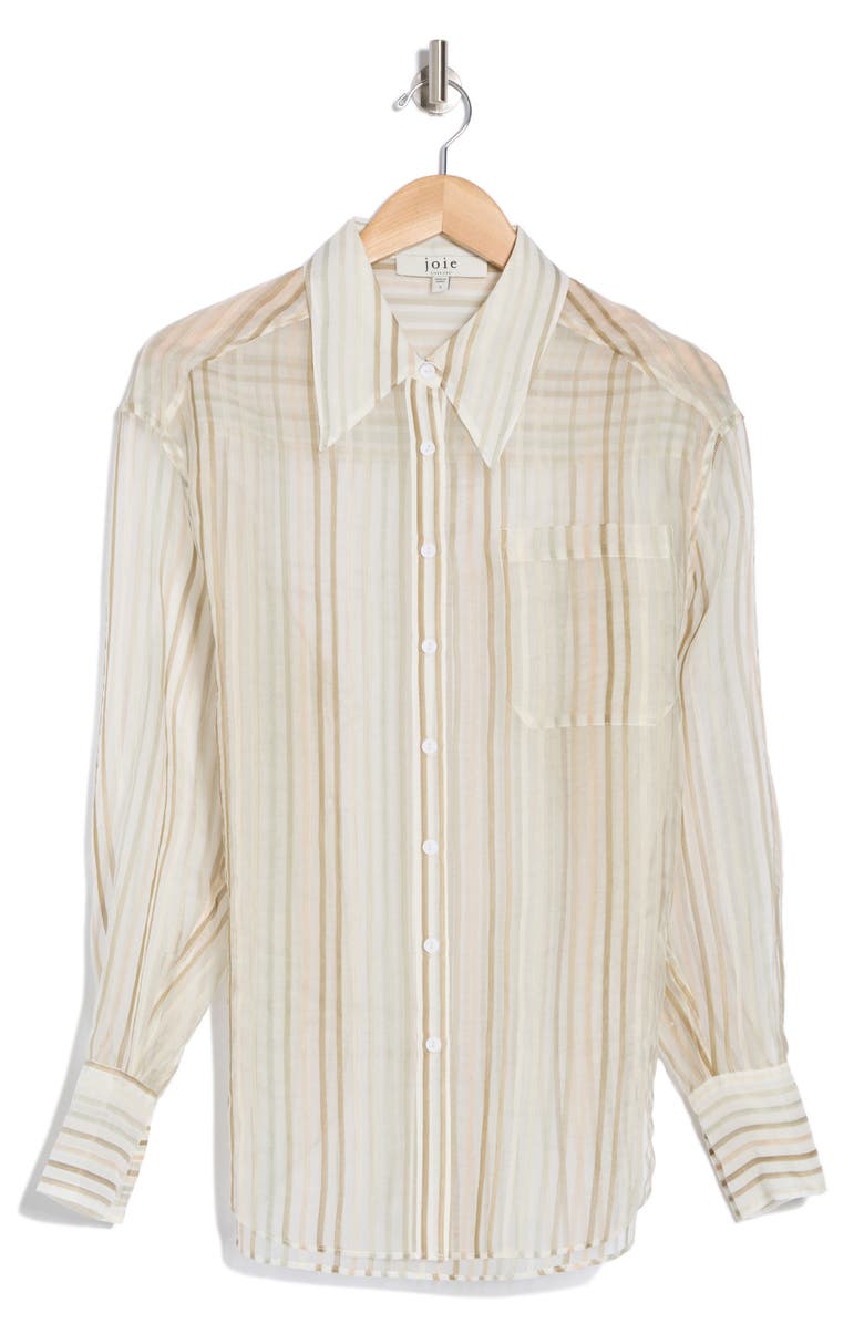 Joie Keeley Stripe Silk & Cotton Button-Up Shirt, Alternate, color,