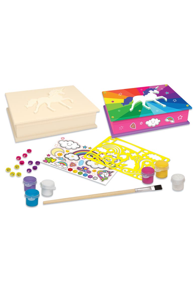Unicorn Keepsake Box Wood Craft Kit, Alternate, color, Multicolor