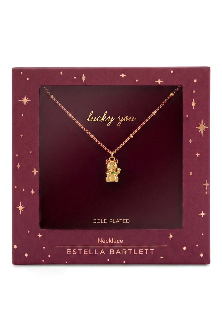 Lucky Cat Pendant Necklace, Alternate, color, GOLD