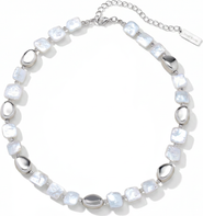 Bliss Diamond Pina Square Pearl Silver Necklace
