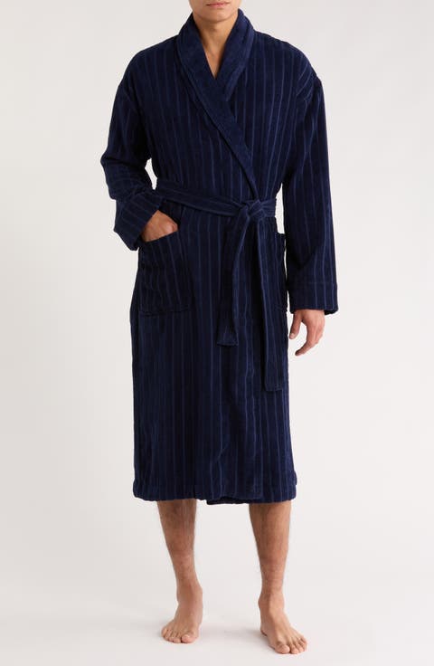 Shawl Collar Textured Cotton Robe