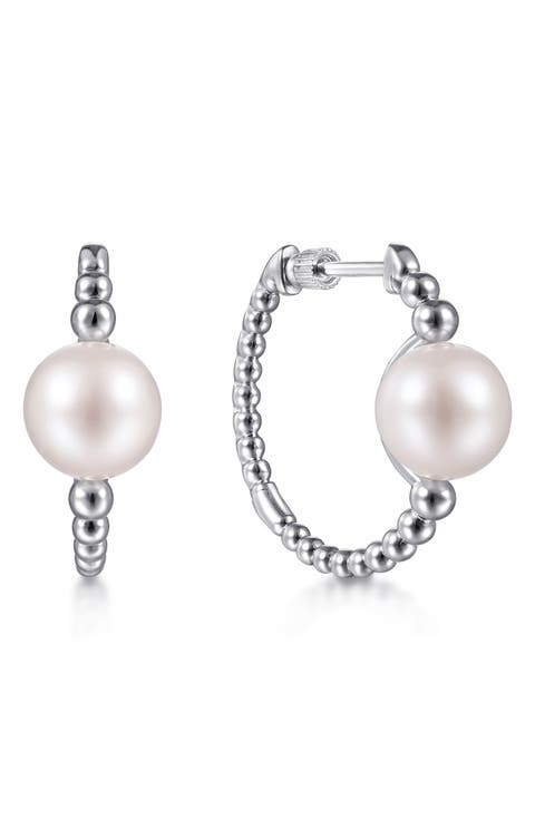 Bujukan Cultured Pearl Hoop Earrings
