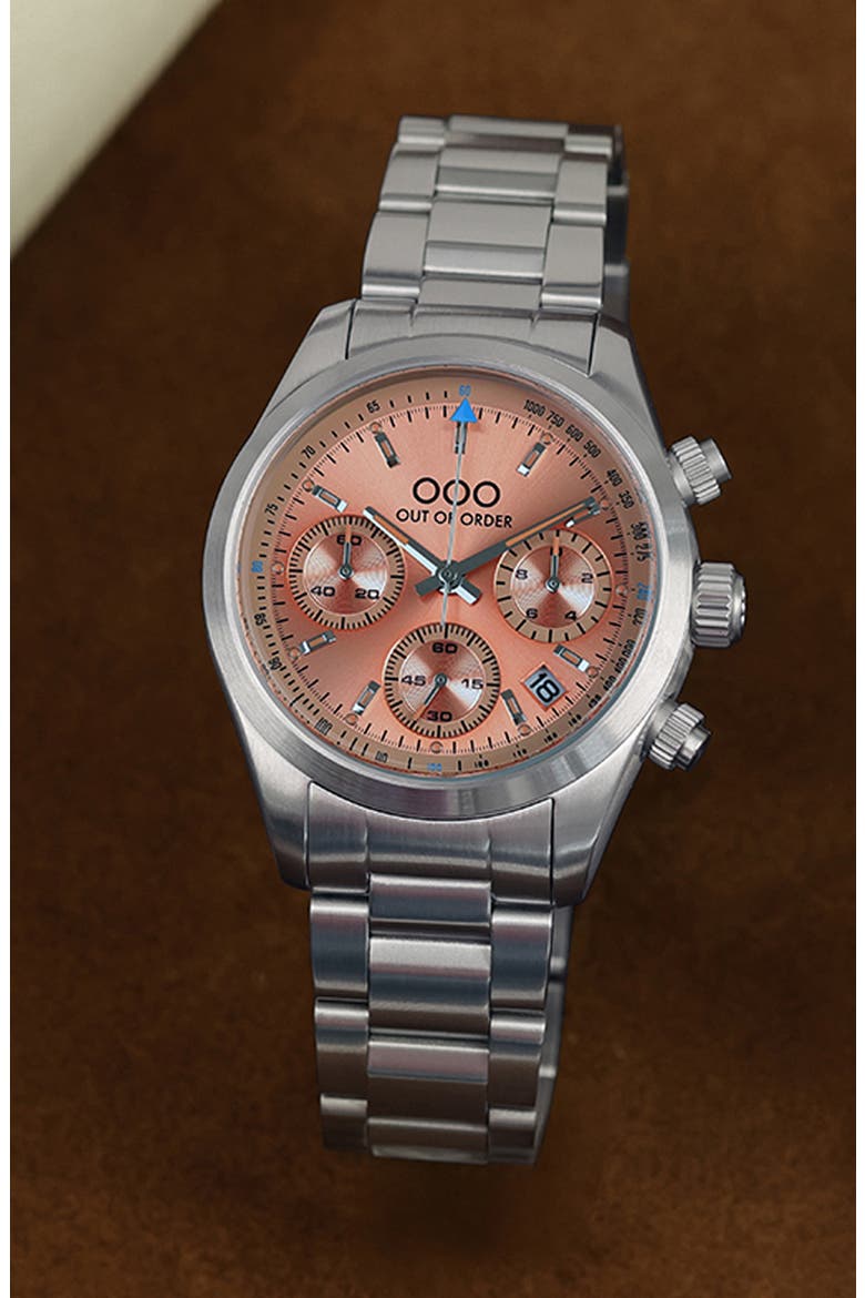 Sporty Chronograph Bracelet Watch, 40mm, Alternate, color, PEACH