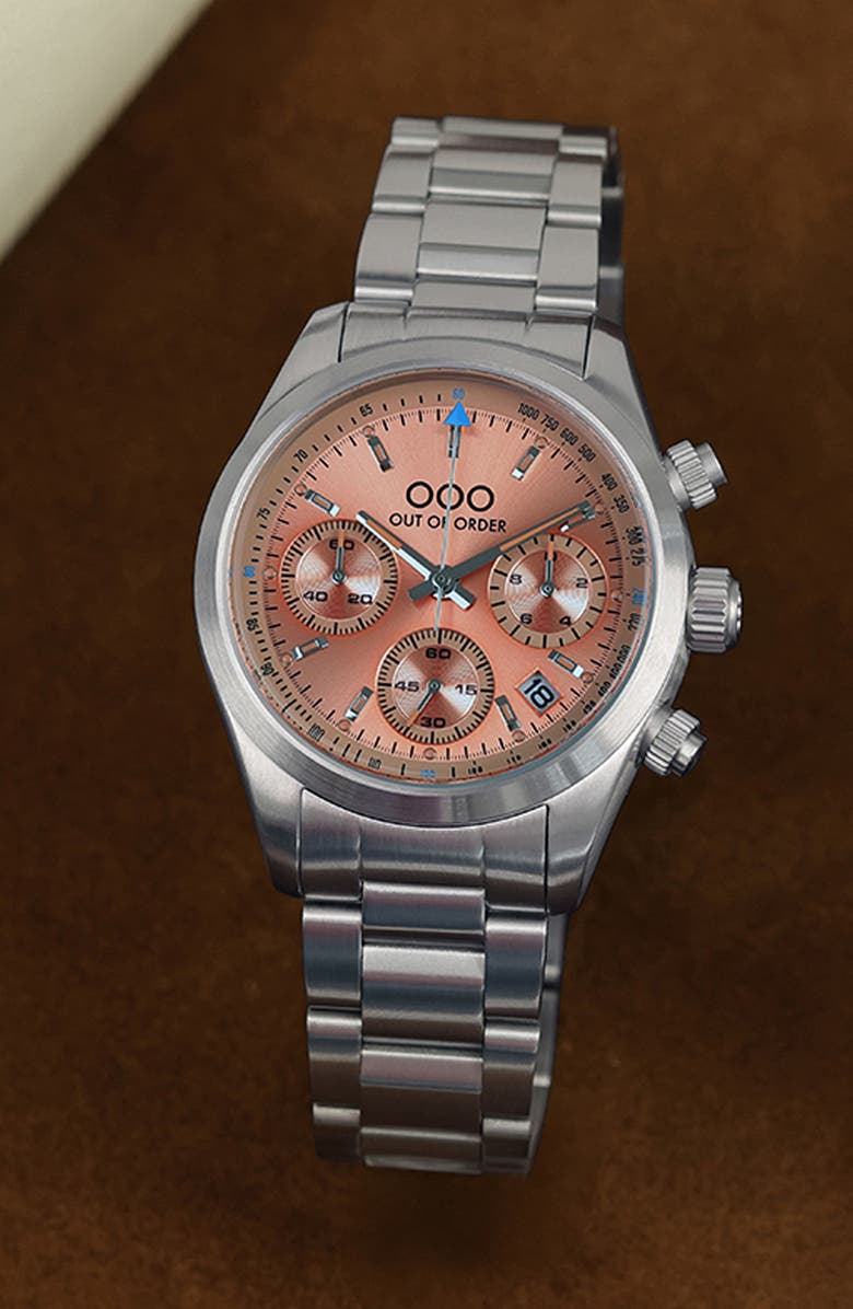 OUT OF ORDER Sporty Chronograph Bracelet Watch, 40mm, Alternate, color, Peach