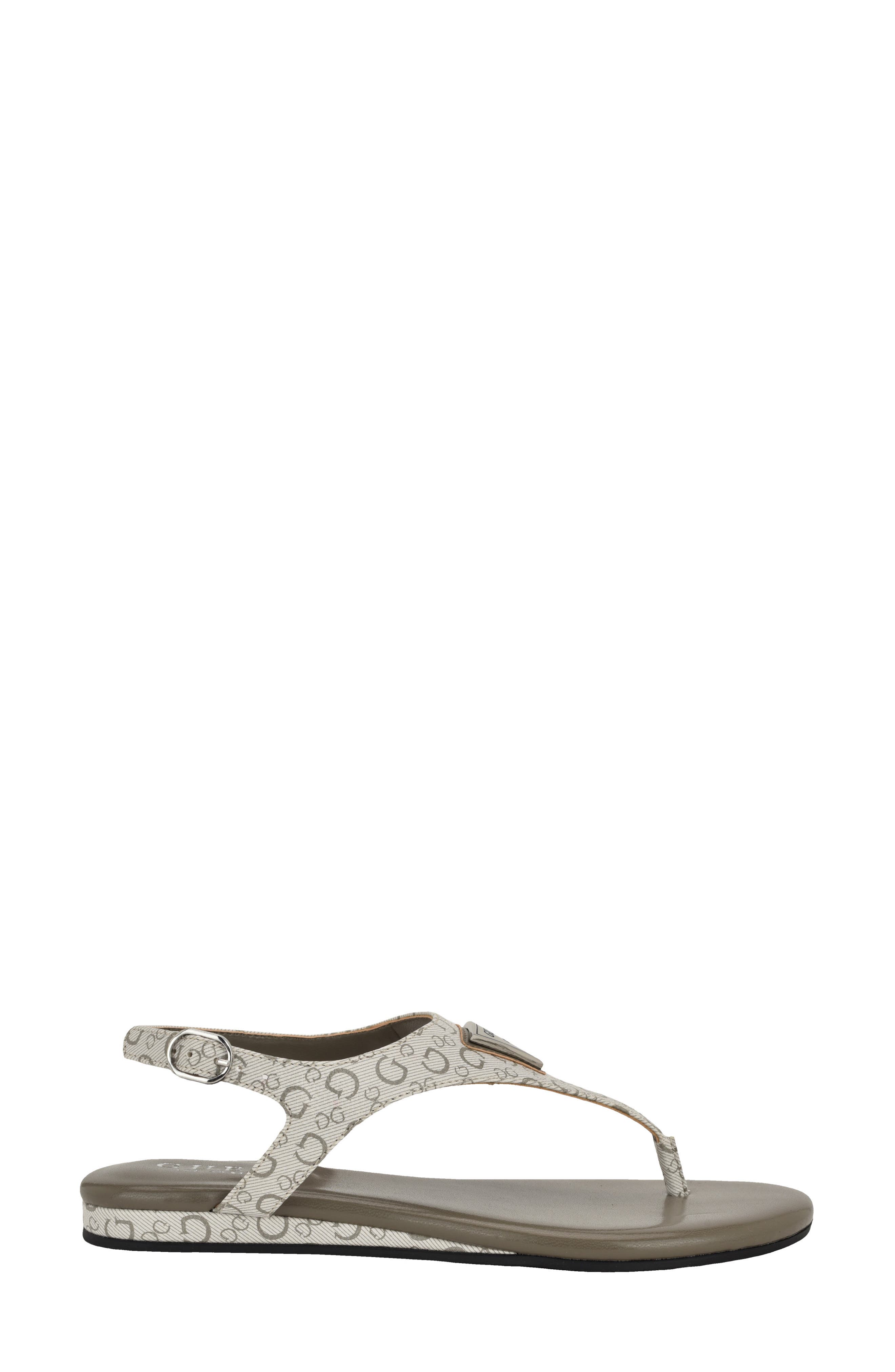 GUESS Jerrah Faux Leather Thong Sandal, Alternate, color, White