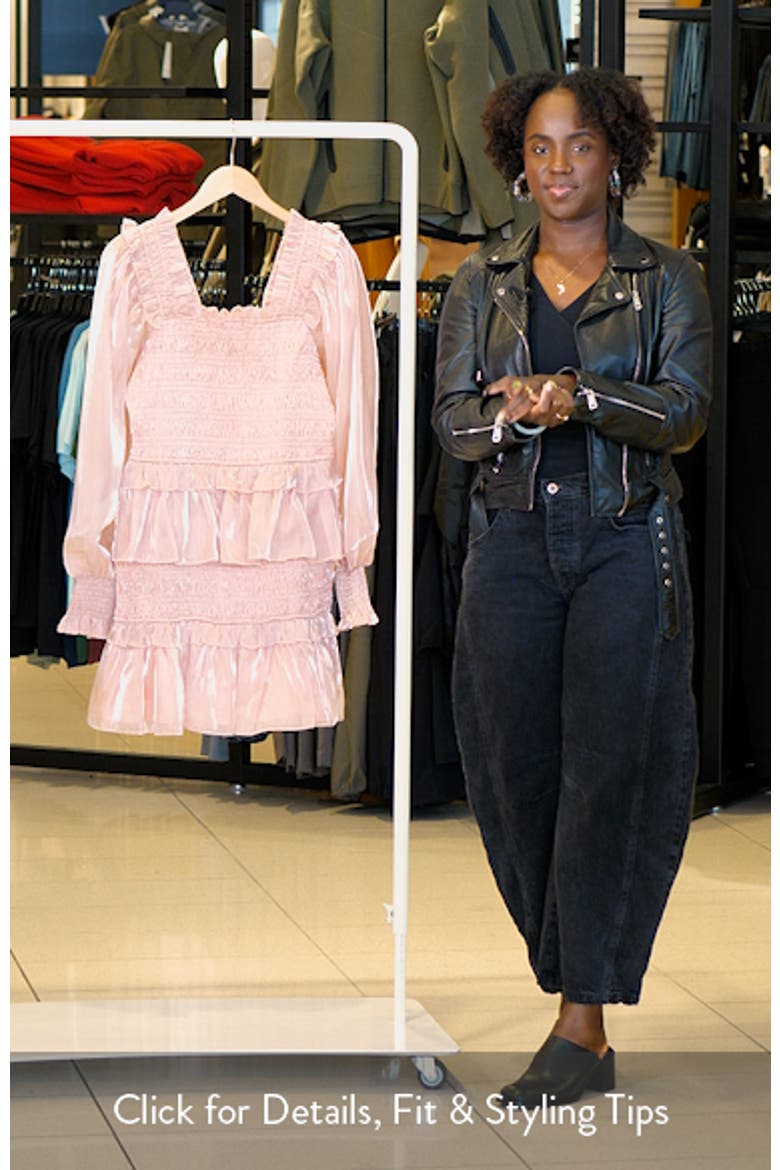 Metallic Sheen Long Sleeve Ruffle Minidress video