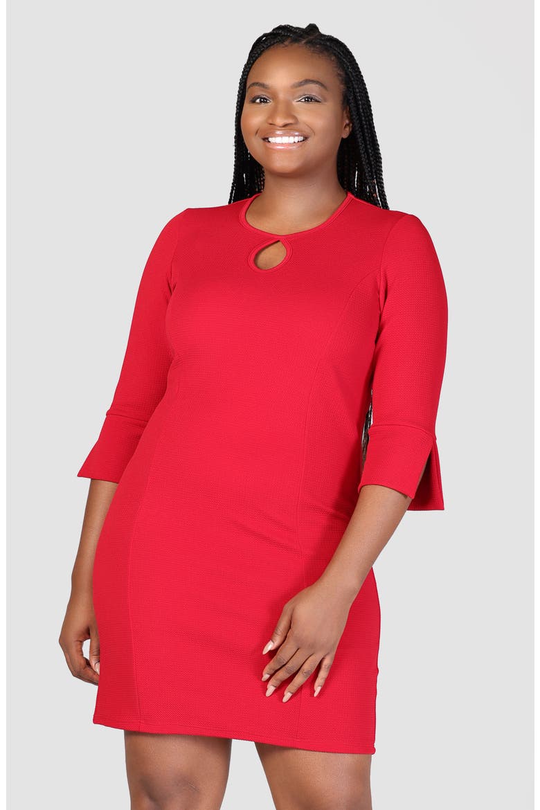 Keyhole Cutout Minidress, Alternate, color, RUBY