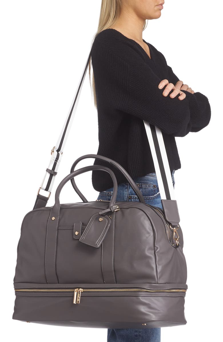 Mali + Lili Riley Vegan Leather Weekend Travel Bag, Alternate, color, Charcoal