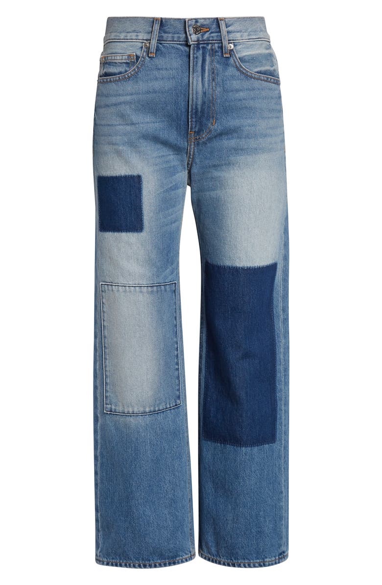 Veronica Beard Dylan Patchwork Straight Leg Jeans, Main, color, Time Lapse