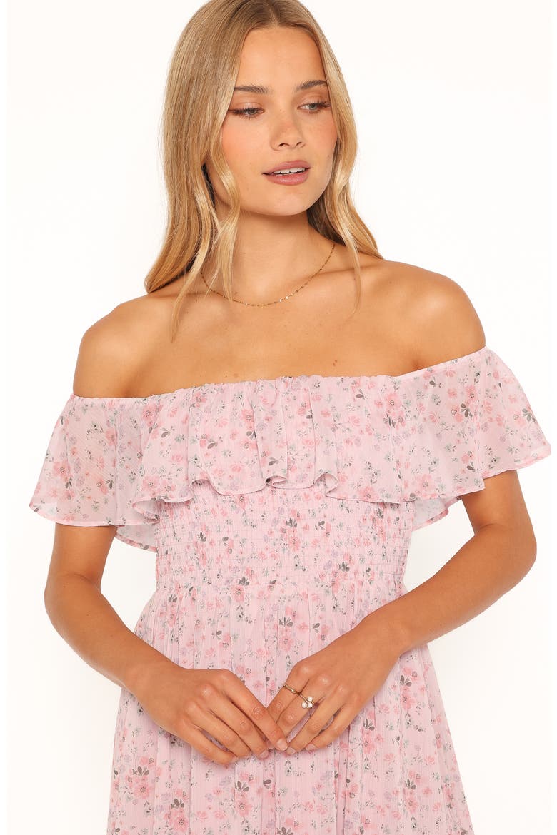 Priscilla Off the Shoulder Cotton Maxi Sundress, Alternate, color, PINK FLORAL