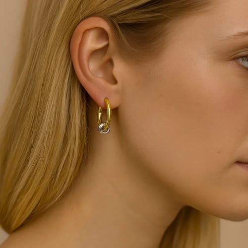 Hollywood Sensation Signature Style Mixed Metal Two Tone Earrings In Gold