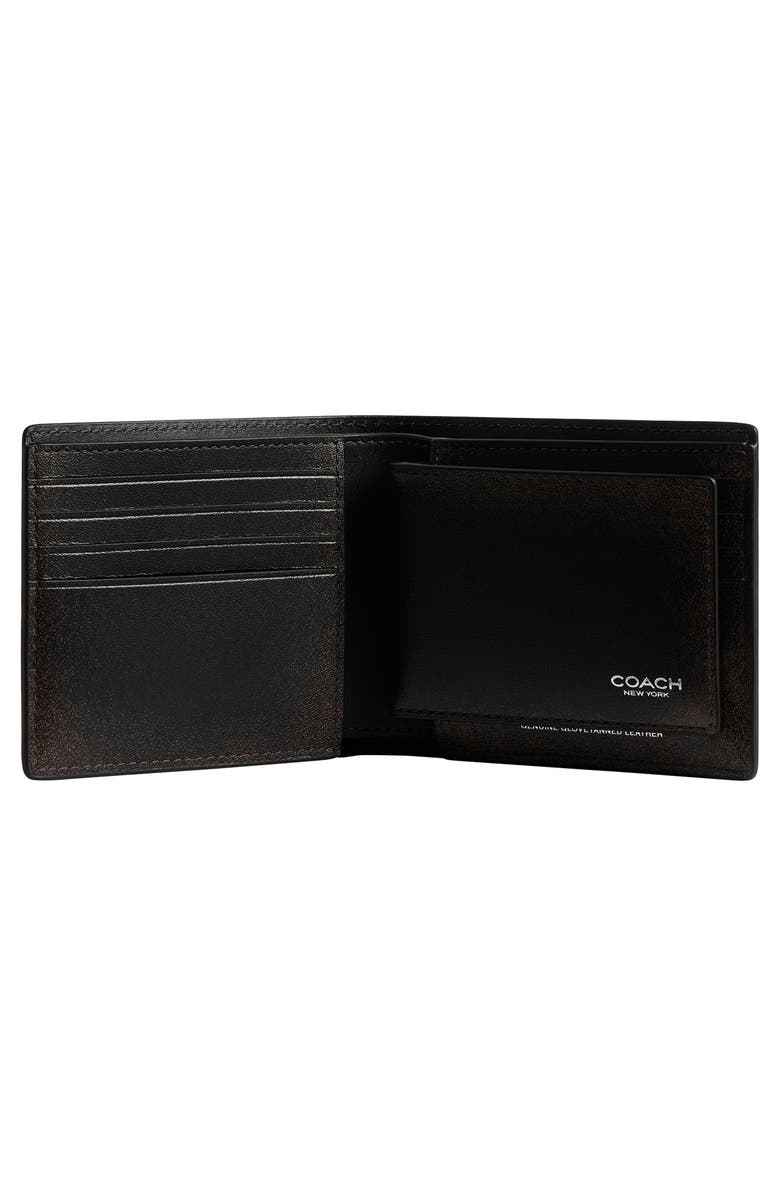 COACH 3-in-1 Loved Leather Bifold Wallet, Alternate, color, Black/Light Tan