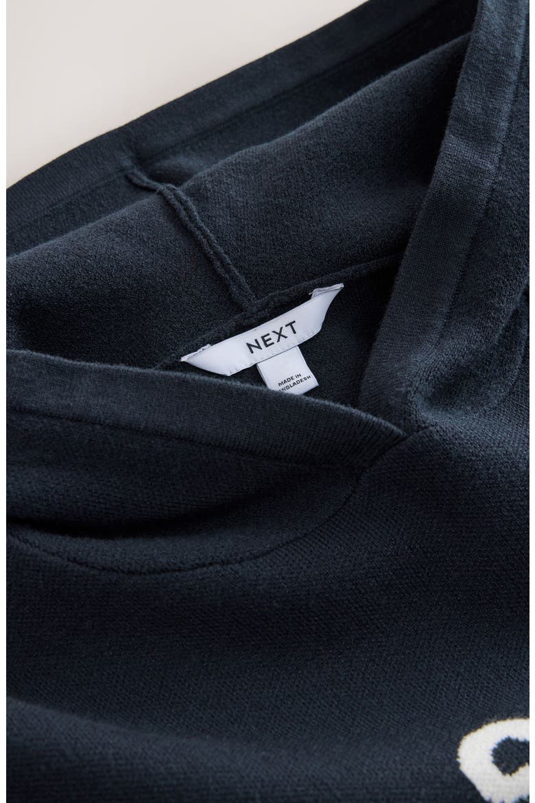 Intarsia Graphic Sweater Hoodie, Alternate, color, NAVY