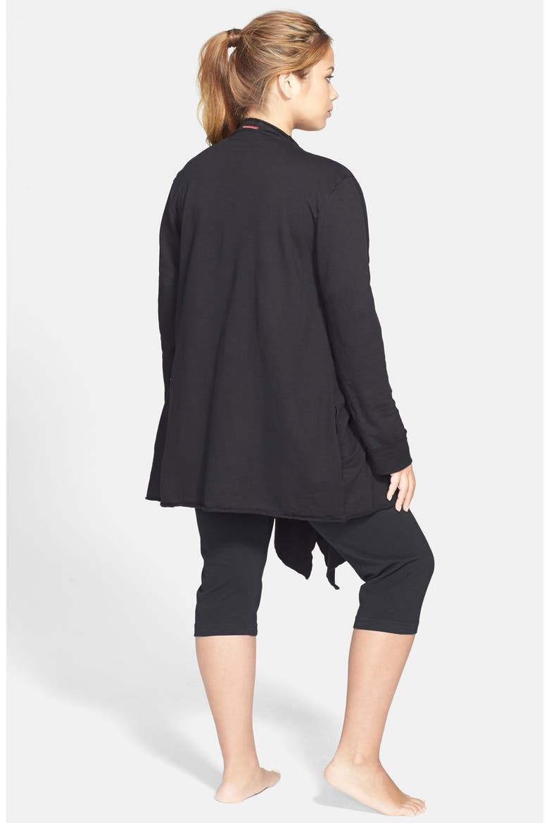 'Matrix' Fleece Open Cardigan, Alternate, color, BLACK