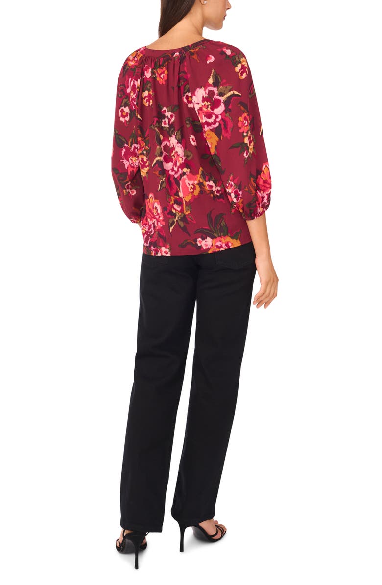 Vince Camuto V-Neck Puff Sleeve Blouse, Alternate, color, Zinfandel