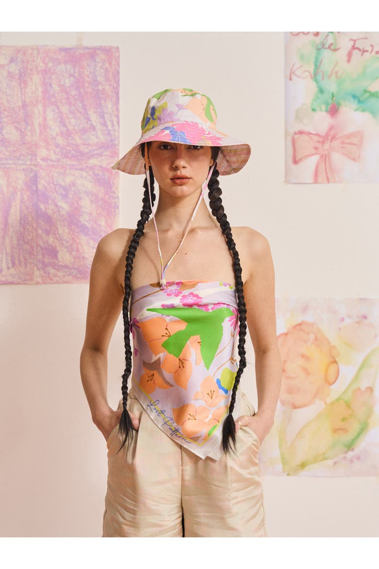 FRIDA x LOST PATTERN "Frida's Garden" Cotton Reversible Sun Hat, Alternate, color, Pink