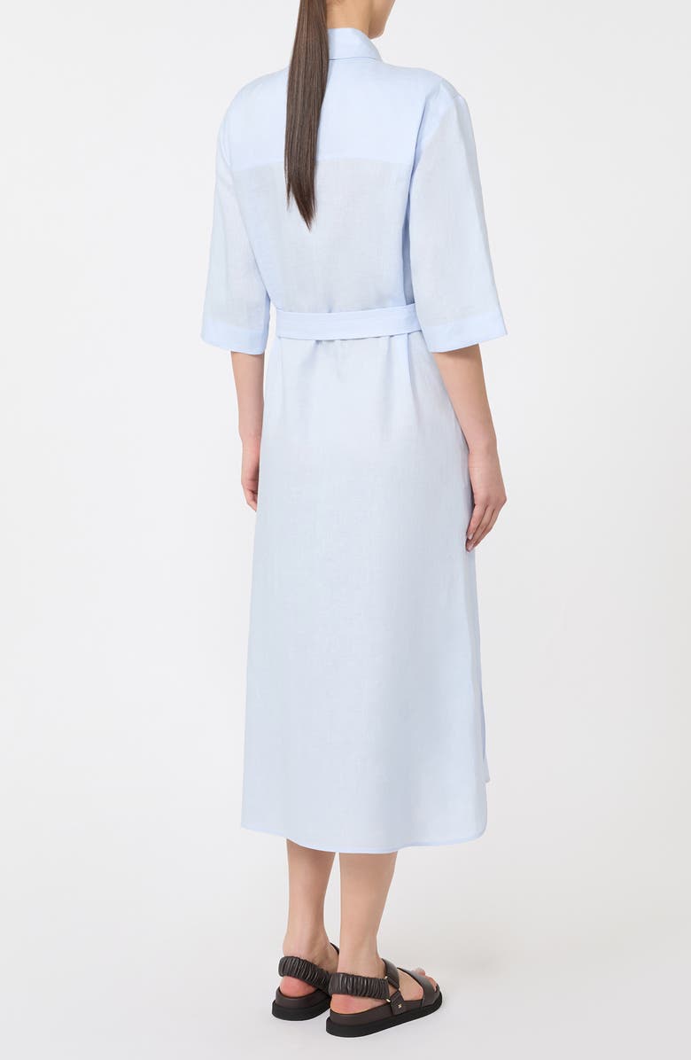 MM by Max Mara Tabella Belted Linen Shirtdress, Alternate, color, Sky Blue