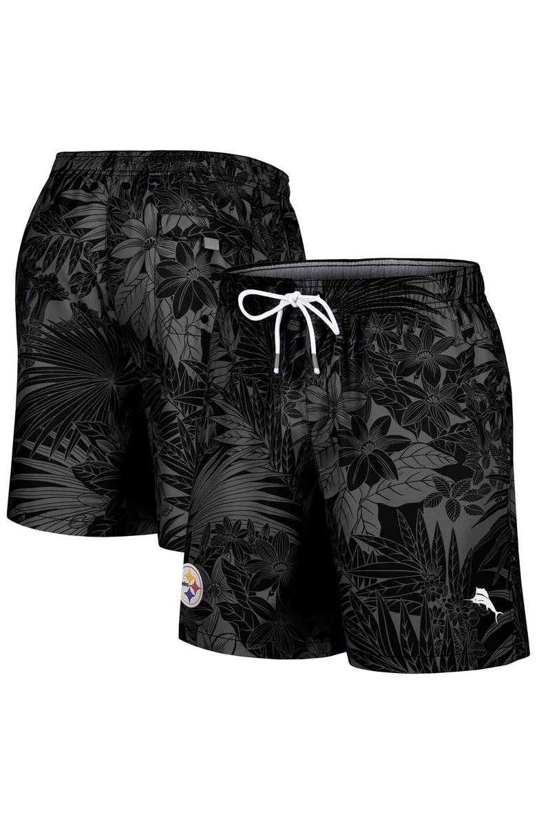 Tommy Bahama Men's Tommy Bahama Black Pittsburgh Steelers Santiago Palms Board Shorts, Alternate, color, 