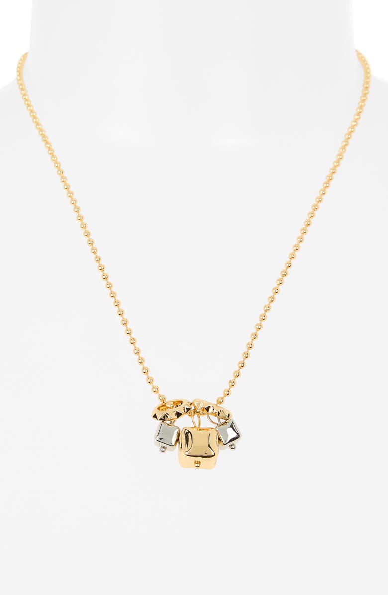 AllSaints Pyramid & Mixed Metal Charm Necklace, Alternate, color, Gold/ Rhodium