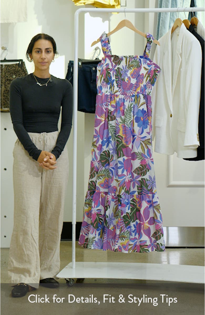 Evren Tropics Tayla Smocked Cotton Sundress, sales video thumbnail