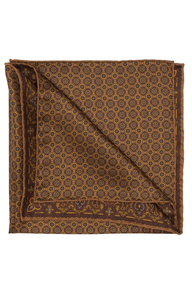 Elizabetta Lario - Double Sided Silk Pocket Square for Men, Main, color, Brown