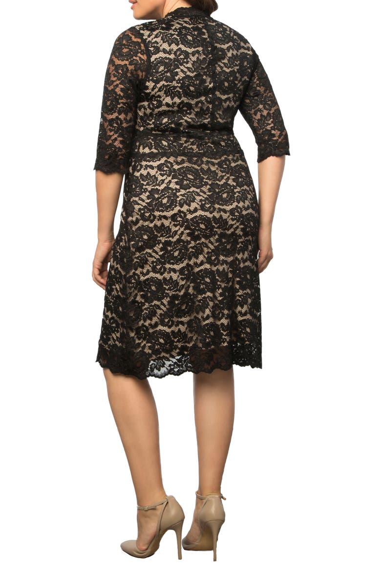 Scalloped Boudoir Lace Sheath Dress, Alternate, color, BLACK LACE/NUDE LINING