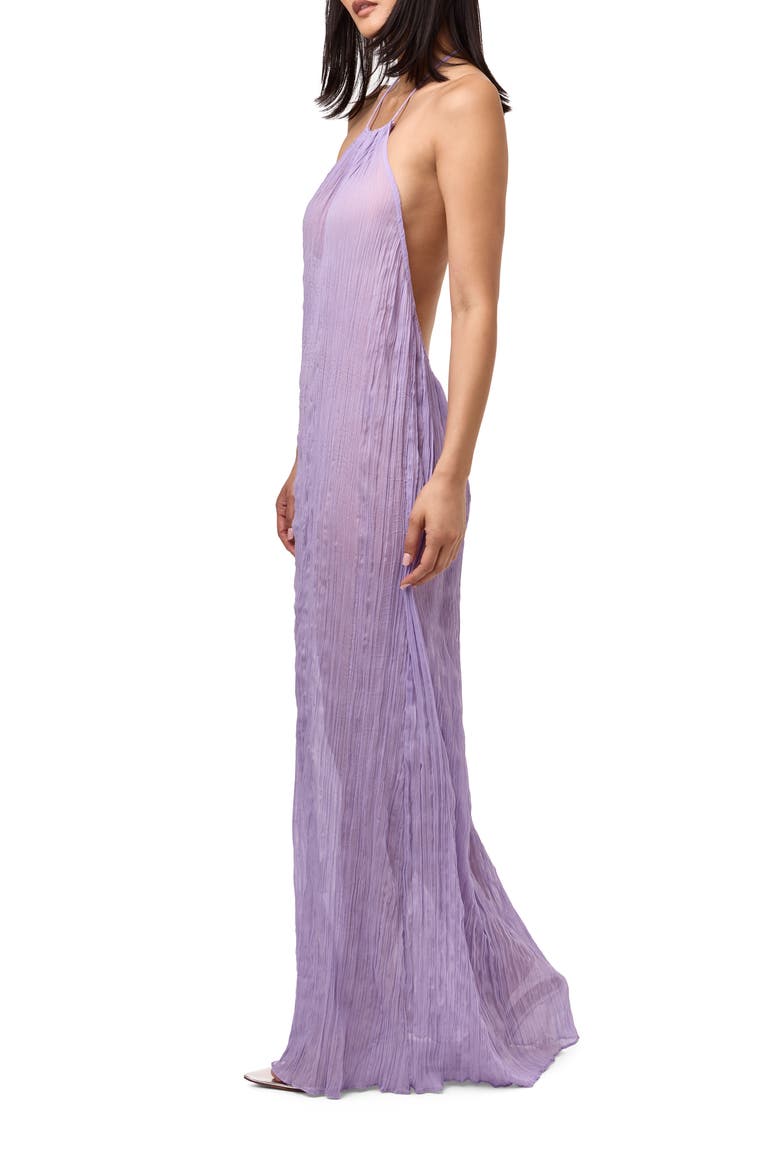 Open Back Plissé Maxi Sundress, Alternate, color, LAVENDER