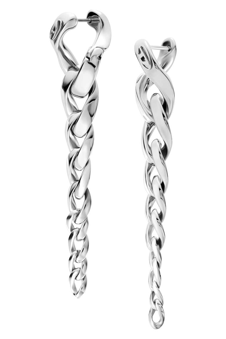 Curb Chain Drop Earrings, Alternate, color, SILVER