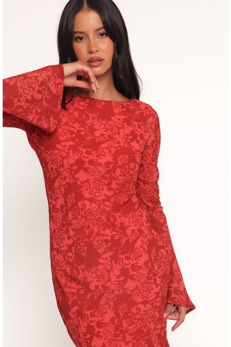 Talitha Floral Long Sleeve Open Back Dress, Alternate, color, RED ROSES