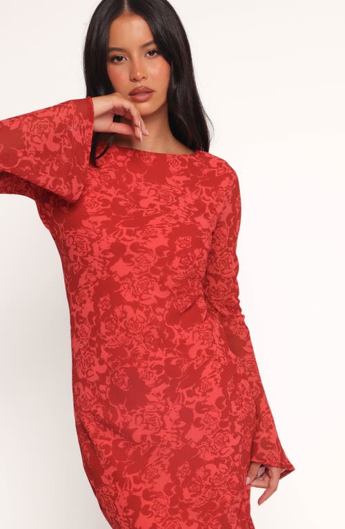 Petal And Pup Petal & Pup Talitha Floral Long Sleeve Open Back Dress In Red
