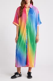 Dressed in Lala So Far So Good Oversize Plissé Shirt Dress