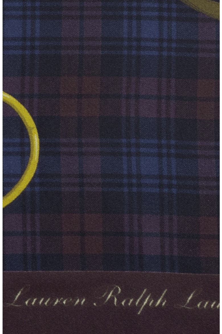 Equestrian Plaid Silk Square Scarf, Alternate, color, DARK GARNET