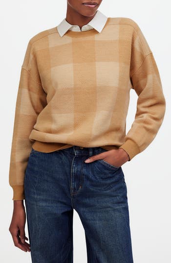 MADEWELL MADEWELL PLAID MERINO WOOL PULLOVER SWEATER 