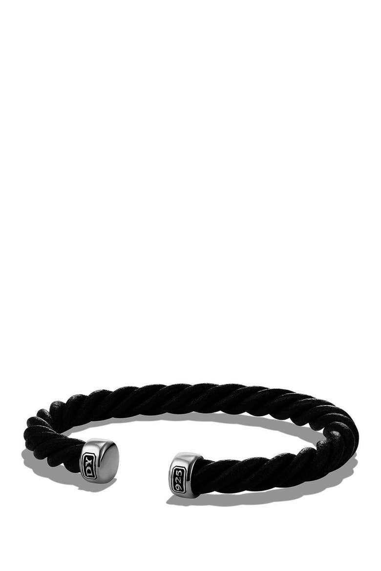 Leather Cuff Bracelet, Main, color, SILVER/ BLACK LEATHER