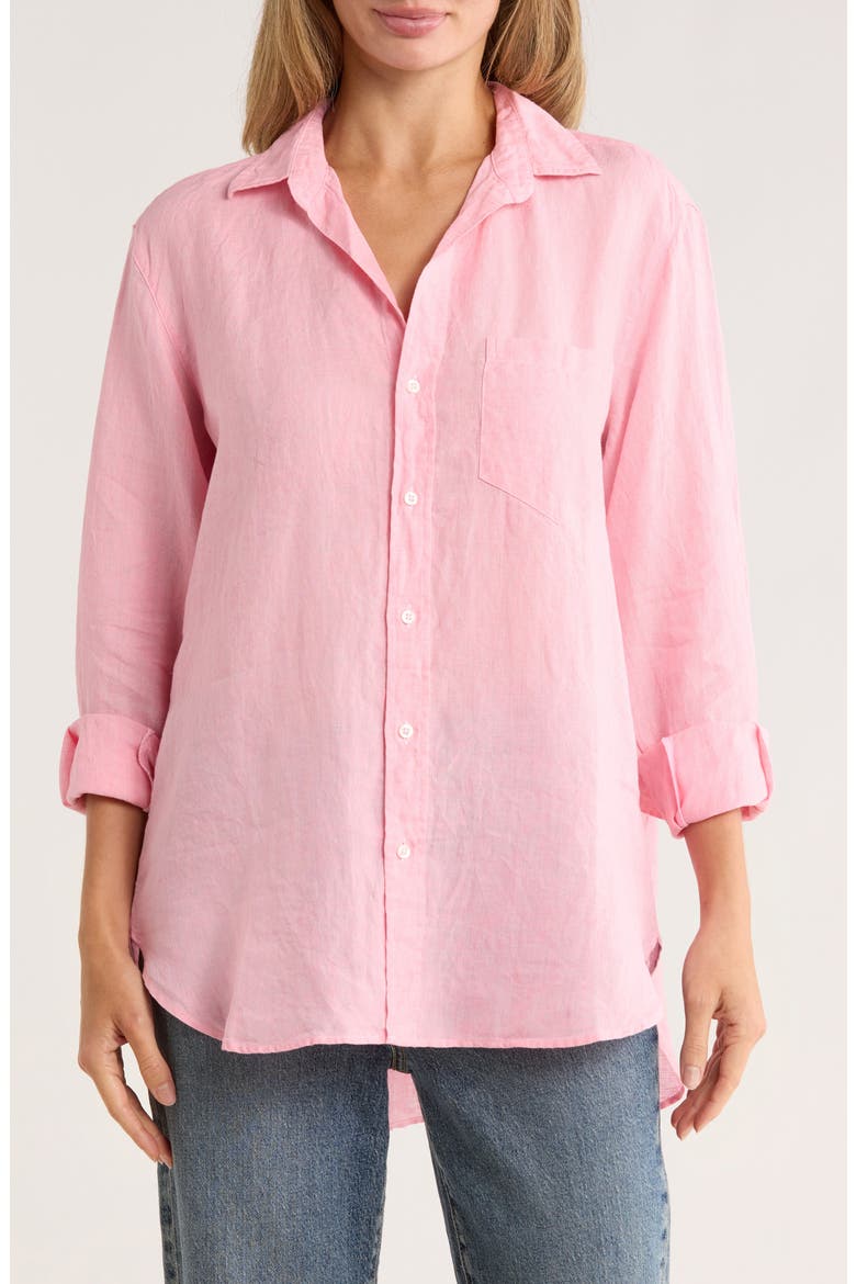 Joedy Boyfriend Linen Button-Up Shirt, Main, color, BUBBLEGUM PINK