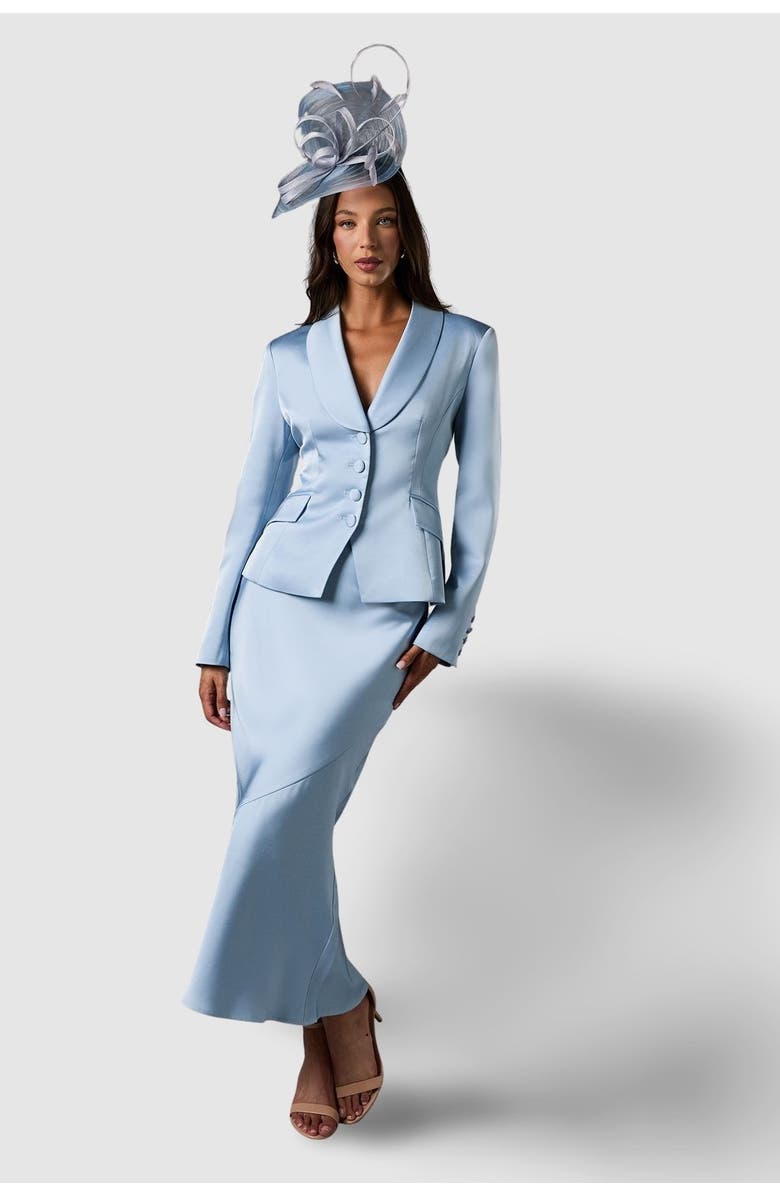 Coast Satin Detail Fitted Skirt, Alternate, color, Dusty Blue