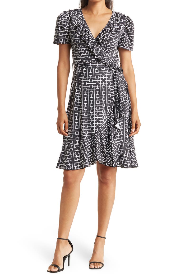 Love by Design Viola Faux Wrap Mini Dress, Main, color, SQUARE LINK
