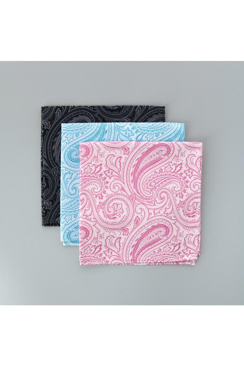 Sobee Paisley Silk Pocket Square, Alternate, color, Blue