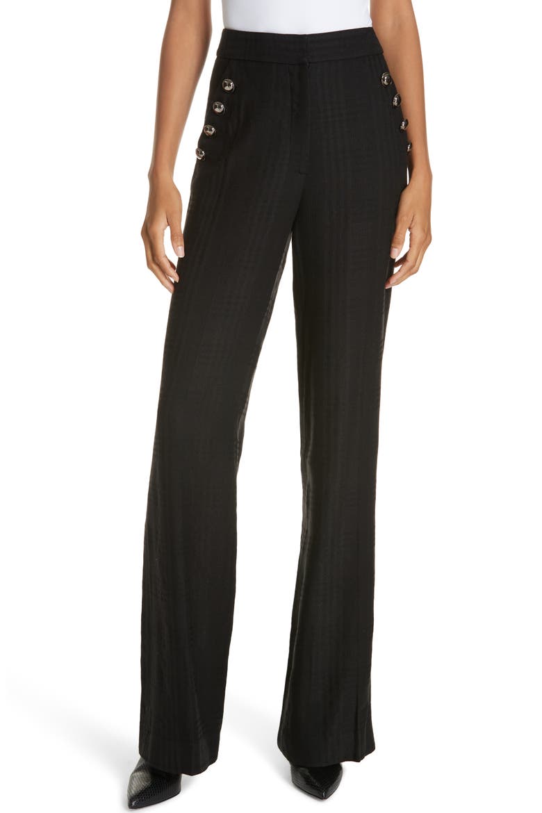 Tuli Check Button Detail Pants, Main, color, BLACK/ BLACK