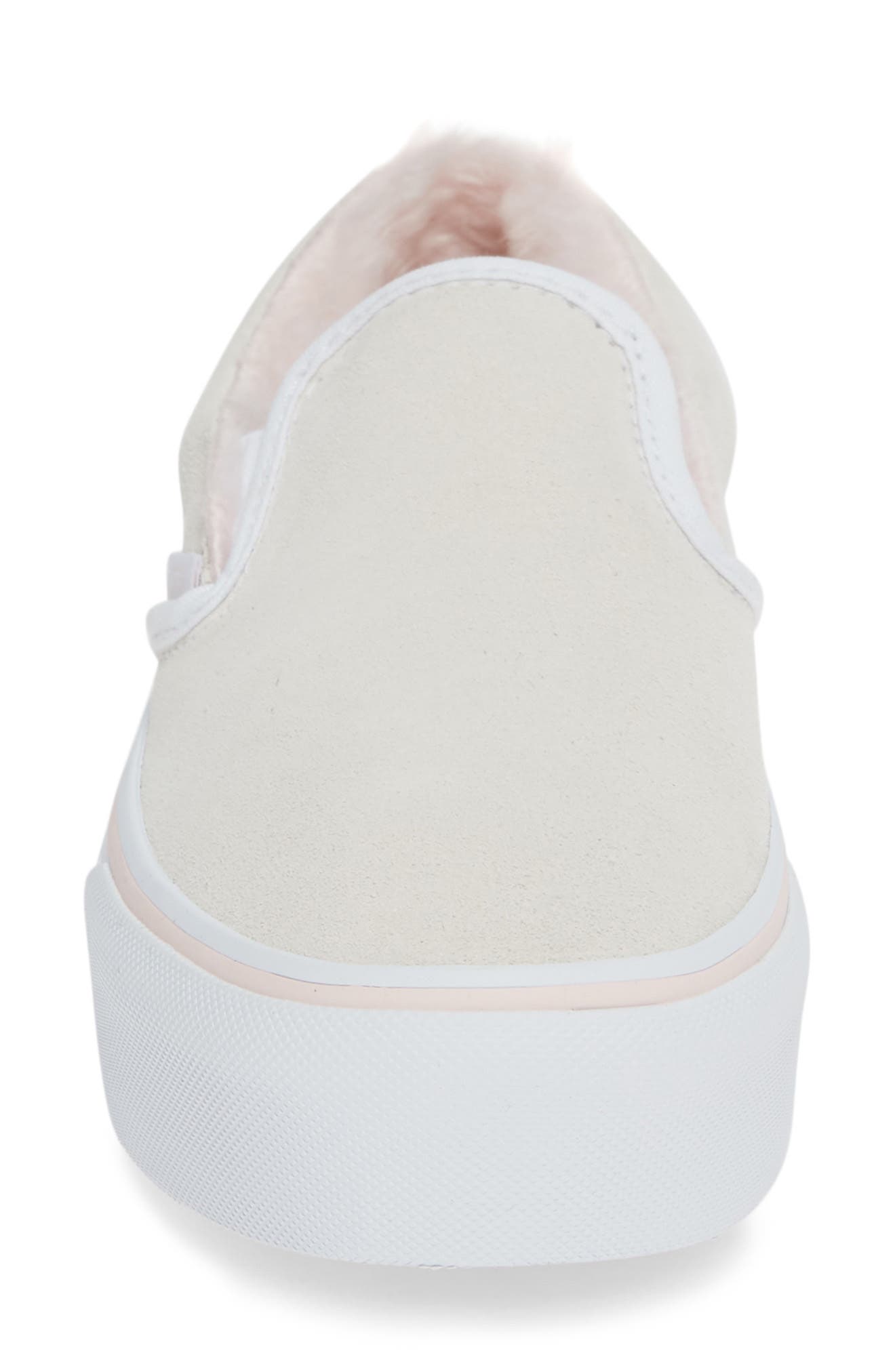 Classic Faux Fur Slip-On Platform Sneaker, Alternate, color, TRUE WHITE/ PINK