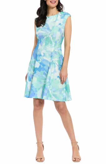 London Times Cap Sleeve Fit & Flare Dress