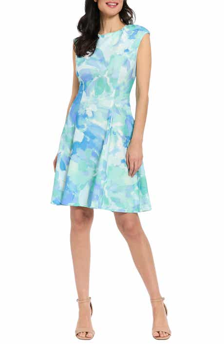 London Times Cap Sleeve Fit & Flare Dress