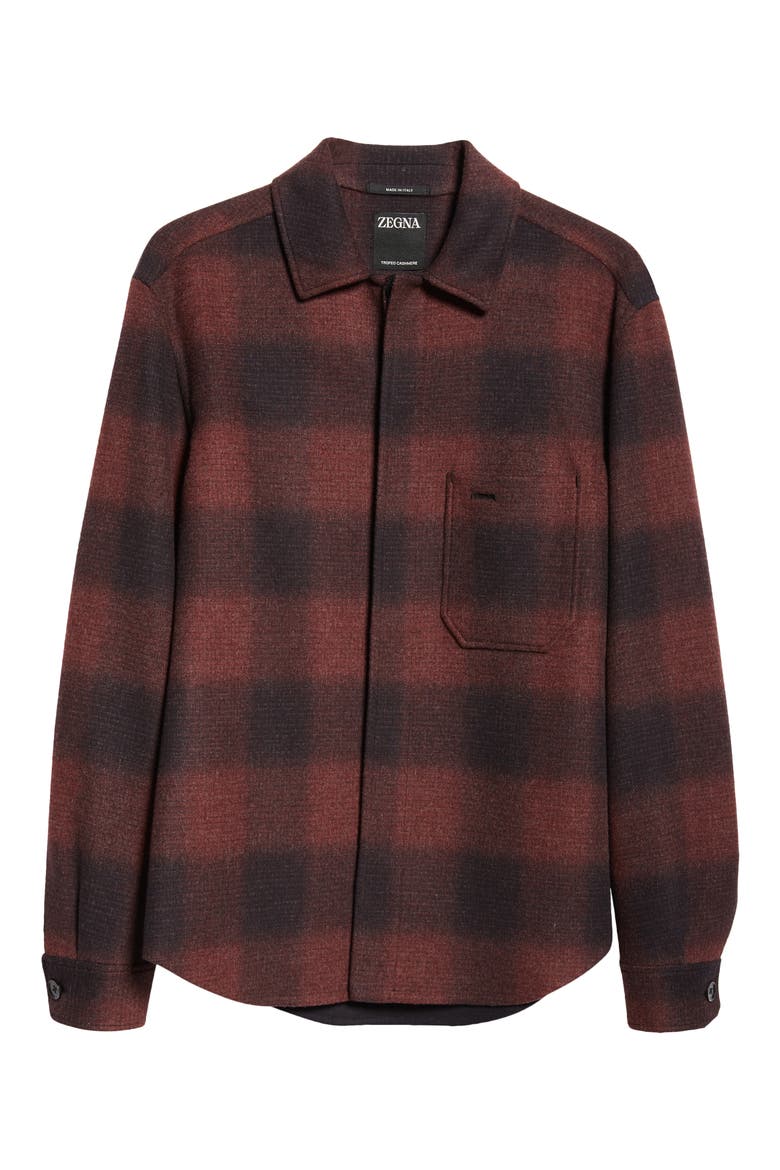 Ombré Plaid Trofeo Wool & Cashmere Double Face Overshirt, Alternate, color, LESSONA