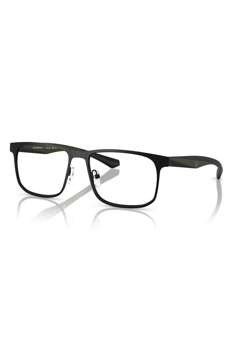 Emporio Armani 55mm Square Optical Glasses, Alternate, color, Matte Black / Demo Lens