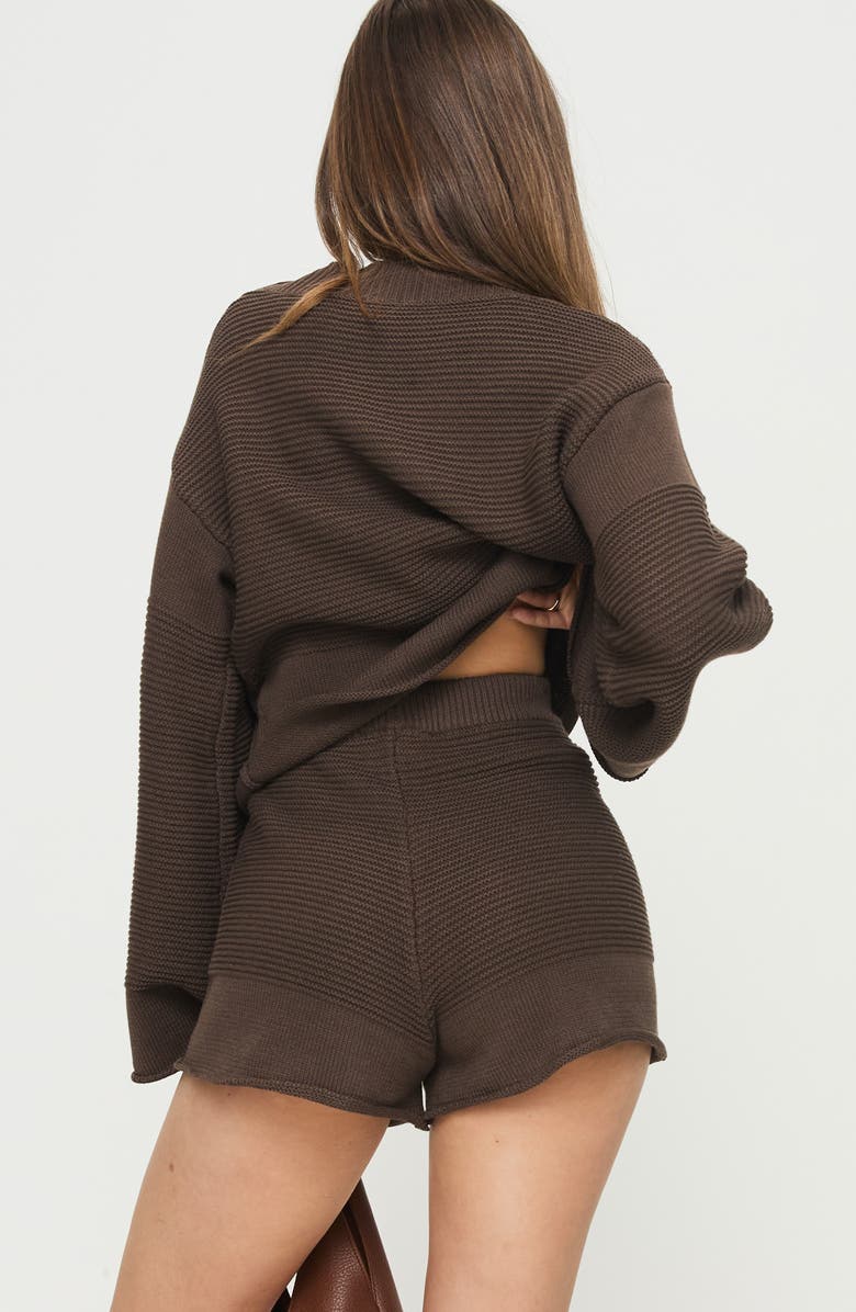 Princess Polly Cheyenne Oversize Sweater & Shorts Set, Alternate, color, Chocolate
