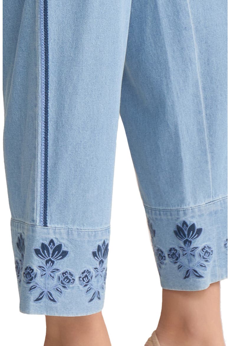 Embroidered Border High Waist Crop Wide Leg Drawstring Jeans, Alternate, color, PISCES WASH