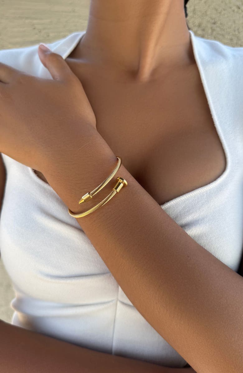 Adornia Nail Cable Cuff Bracelet, Alternate, color, Gold