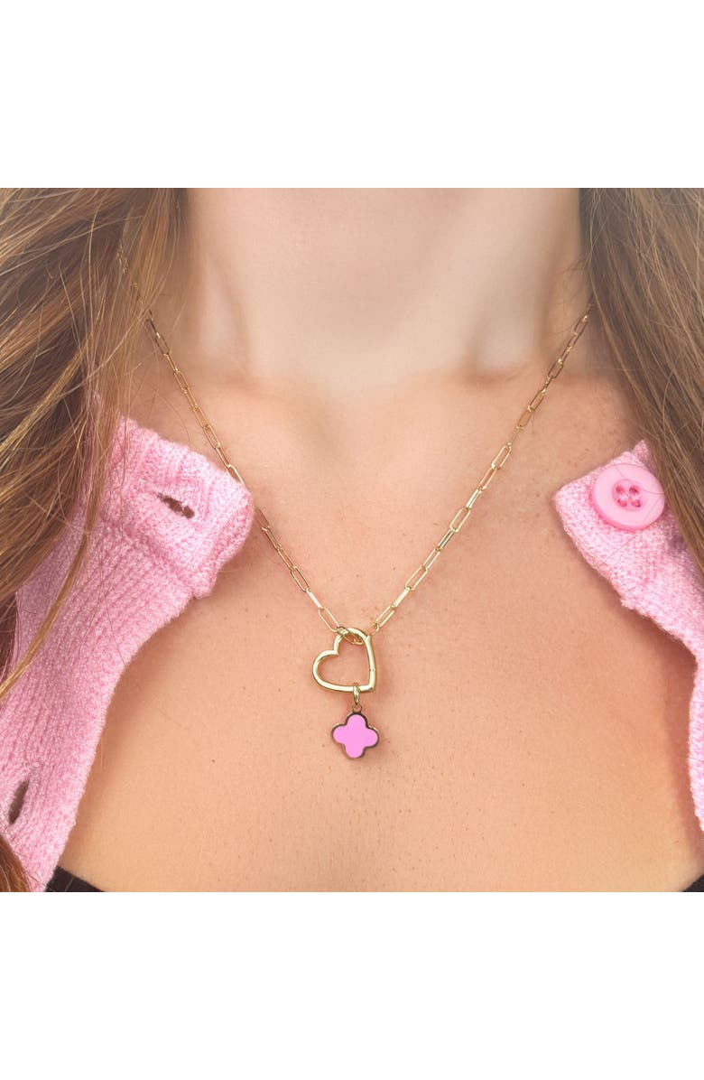 The Lovery Fine Jewelry Bubblegum Pink Clover Charm, Alternate, color, Bubblegum Pink
