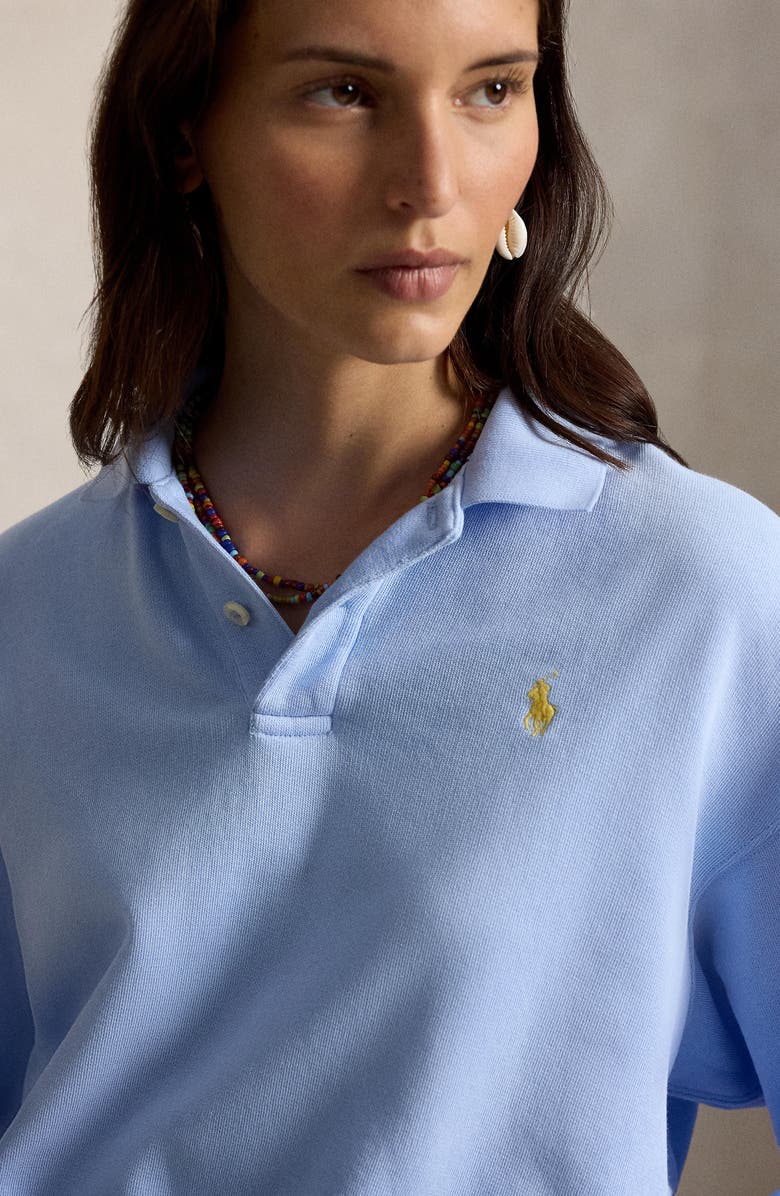 Polo Ralph Lauren Lightweight Fleece Polo Sweatshirt, Alternate, color, Baby Blue